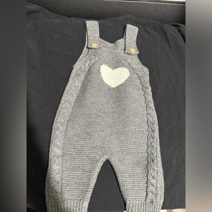 Gray Heart Knitted Overalls